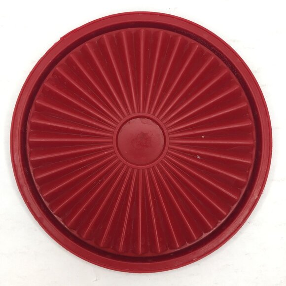 Vintage Rare Tupperware Servalier Red Tulip Quilt Container Sunburst Lid 811-13 - Picture 8 of 13